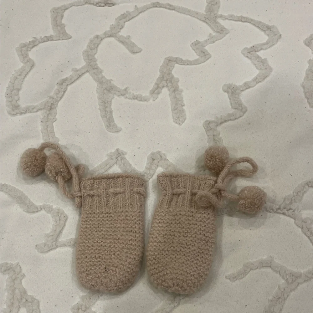 Cozy Tan Knit Baby Mittens